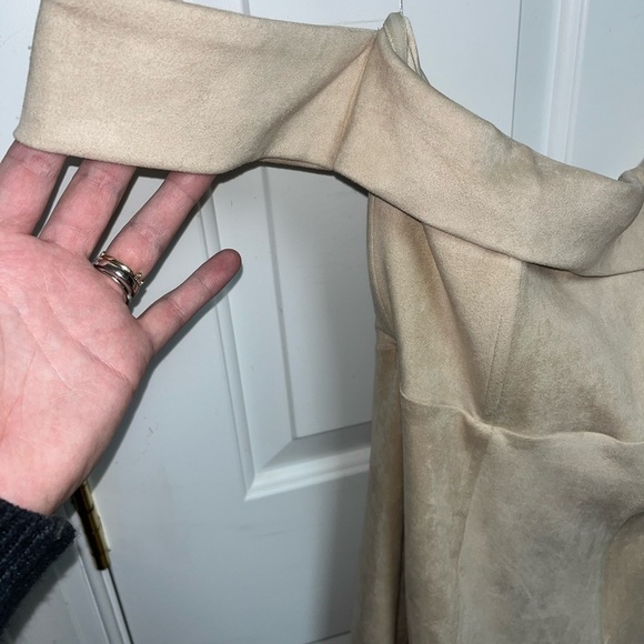 Misha Elegant Off-Shoulder Dress in BUFF - Picture 6 of 6